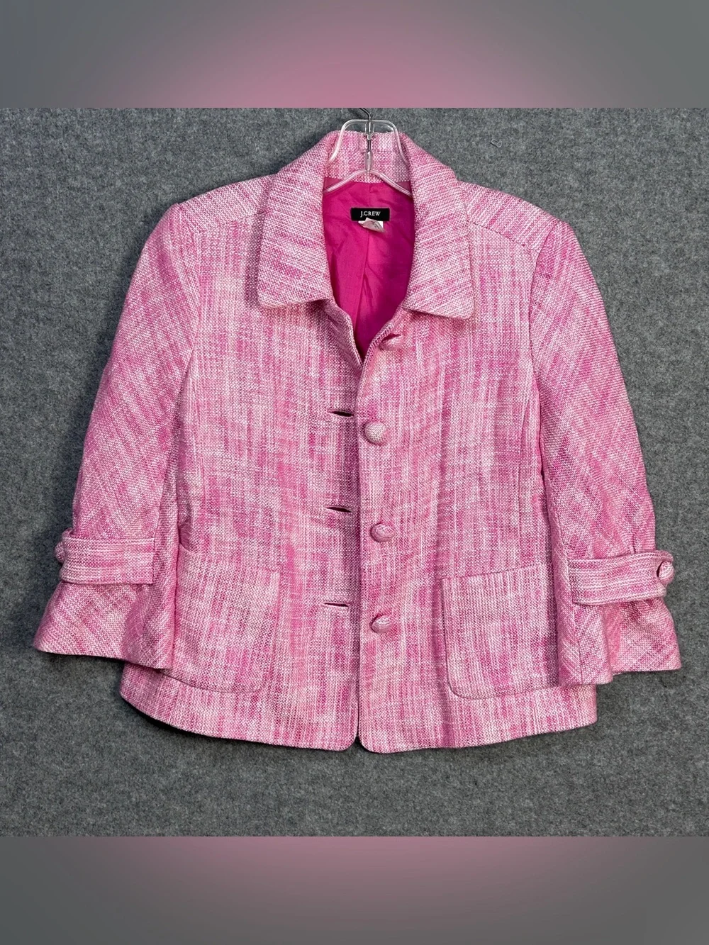J. Crew Waverly SZ 4 Pink White Retro Blazer Barbiecore Coquette Preppy Y2K